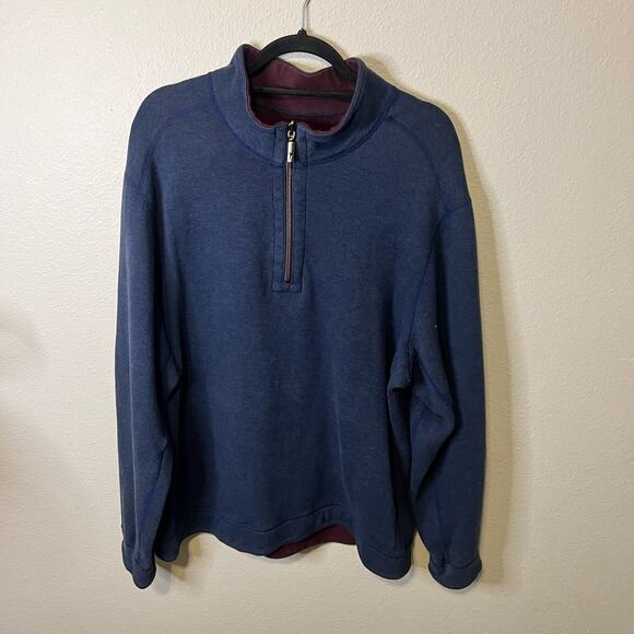 Tommy Bahama Navy Blue 1/4 Zip Pullover Sweatshirt Size XL - Picture 1 of 5